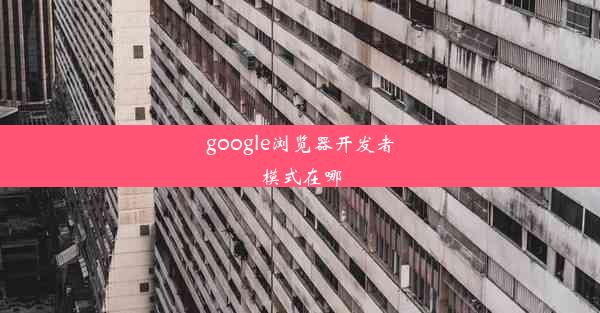 google浏览器开发者模式在哪